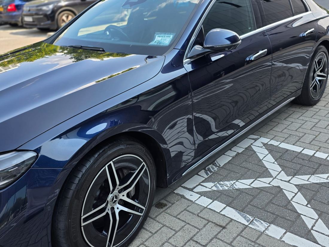BA Luxe Mercedes E-Class front detail with AMG alloy wheel